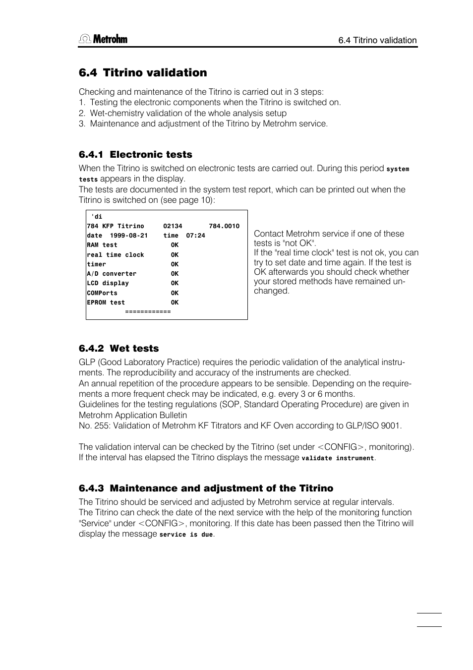 4 titrino validation | Metrohm 784 KFP Titrino User Manual | Page 142 / 153