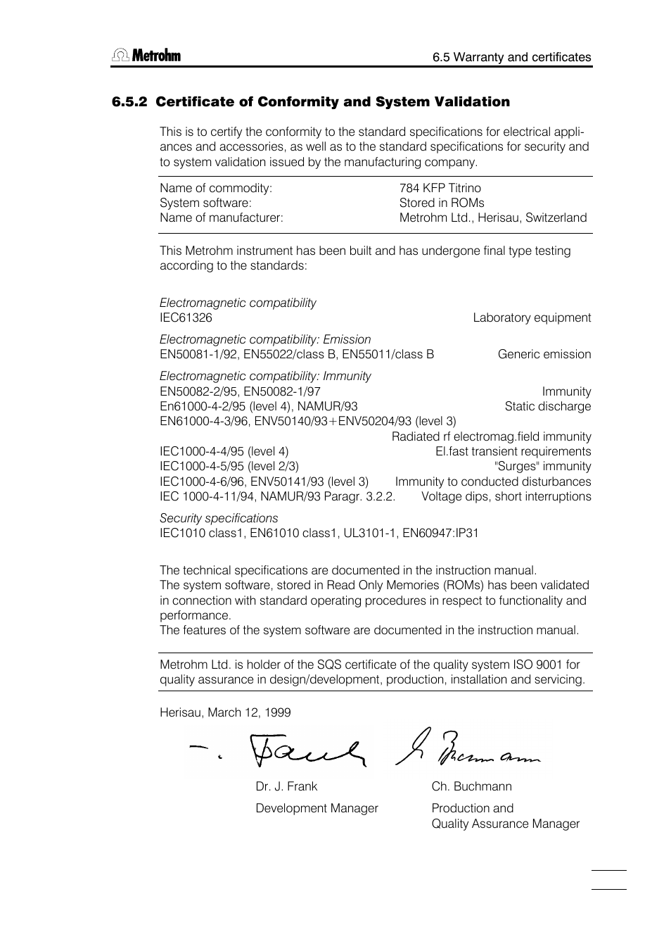 Metrohm 784 KFP Titrino User Manual | Page 144 / 153