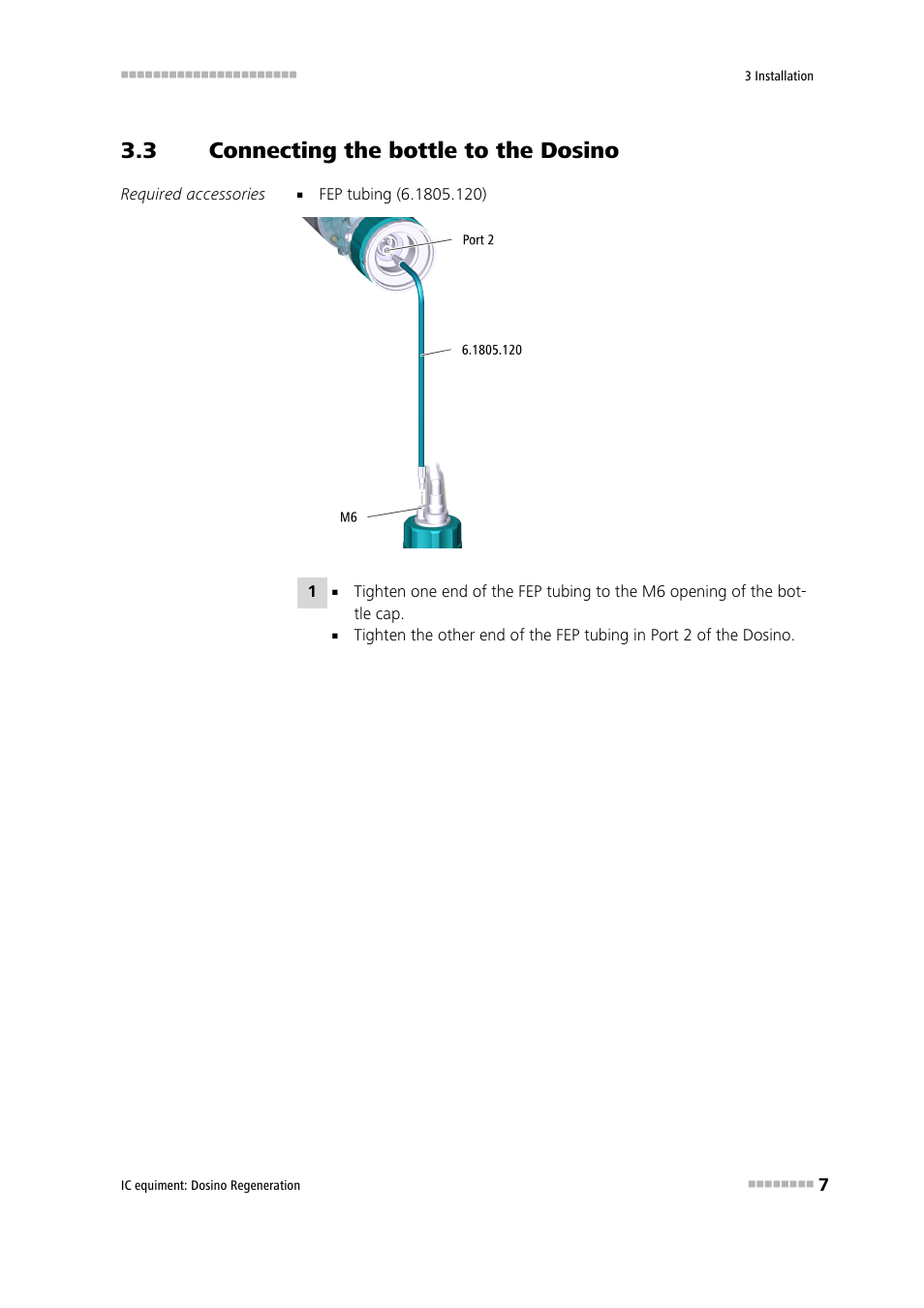 3 connecting the bottle to the dosino, Connecting the bottle to the dosino | Metrohm Dosino Regeneration User Manual | Page 13 / 19