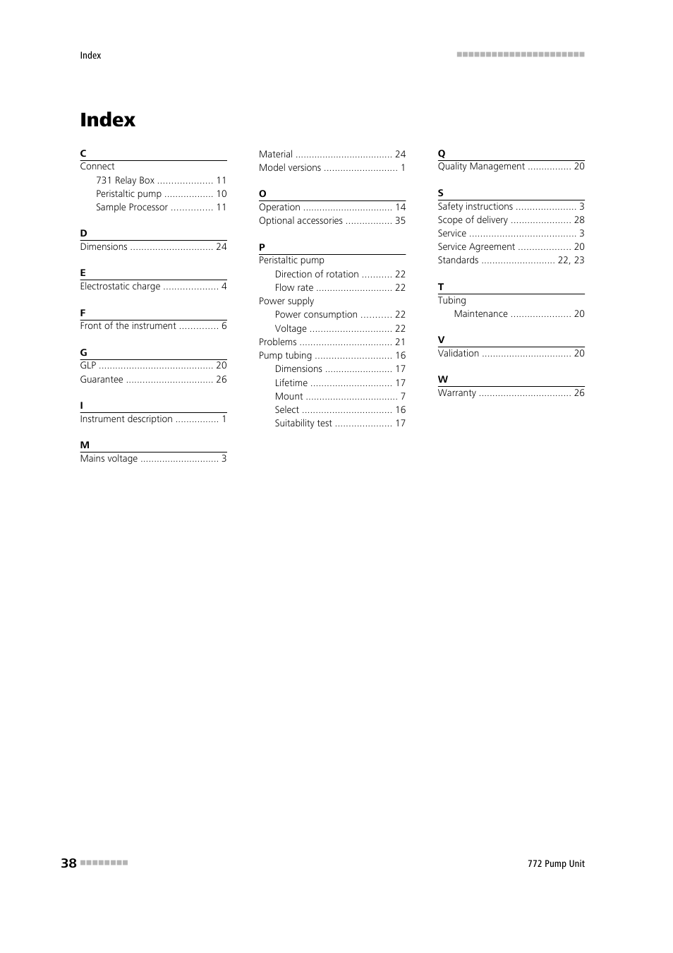 Index | Metrohm 772 Pump Unit User Manual | Page 46 / 46