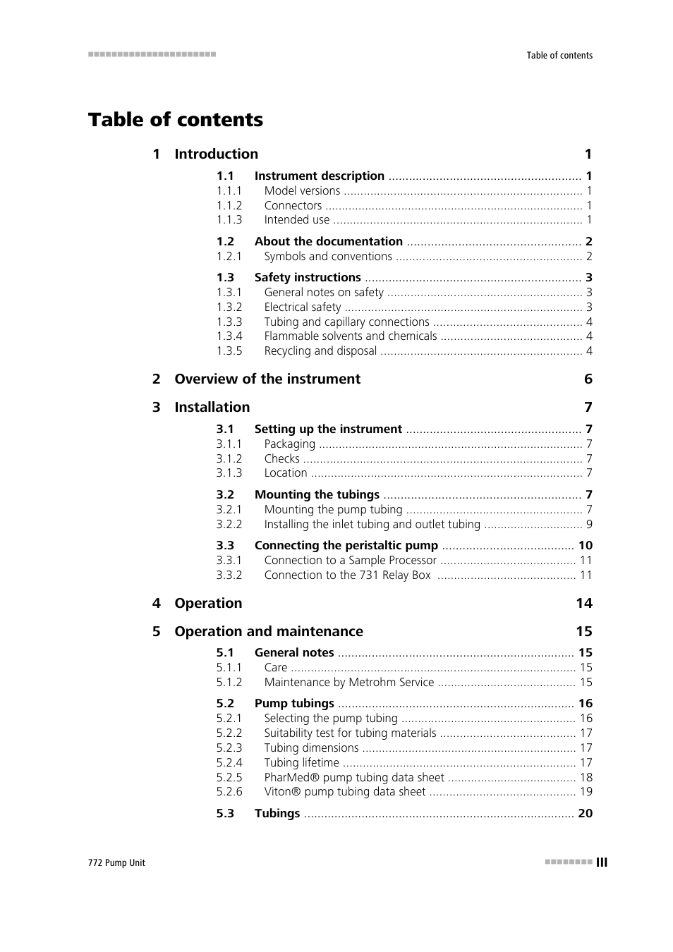 Metrohm 772 Pump Unit User Manual | Page 5 / 46