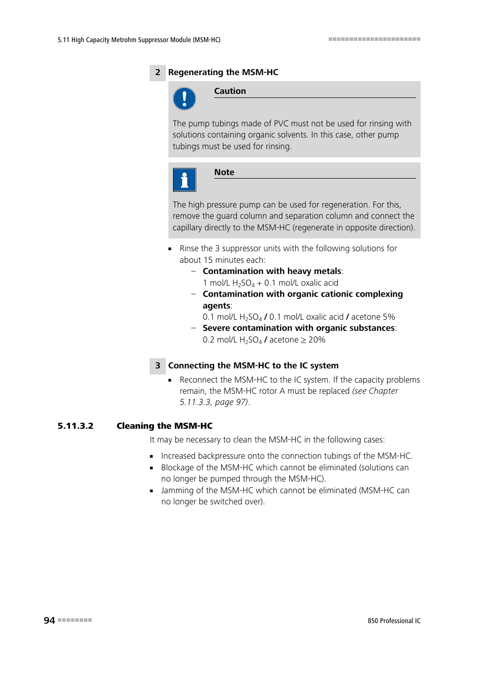 2 cleaning the msm‑hc | Metrohm 850 Professional IC Anion MSM-HC MCS Gradient User Manual | Page 104 / 146