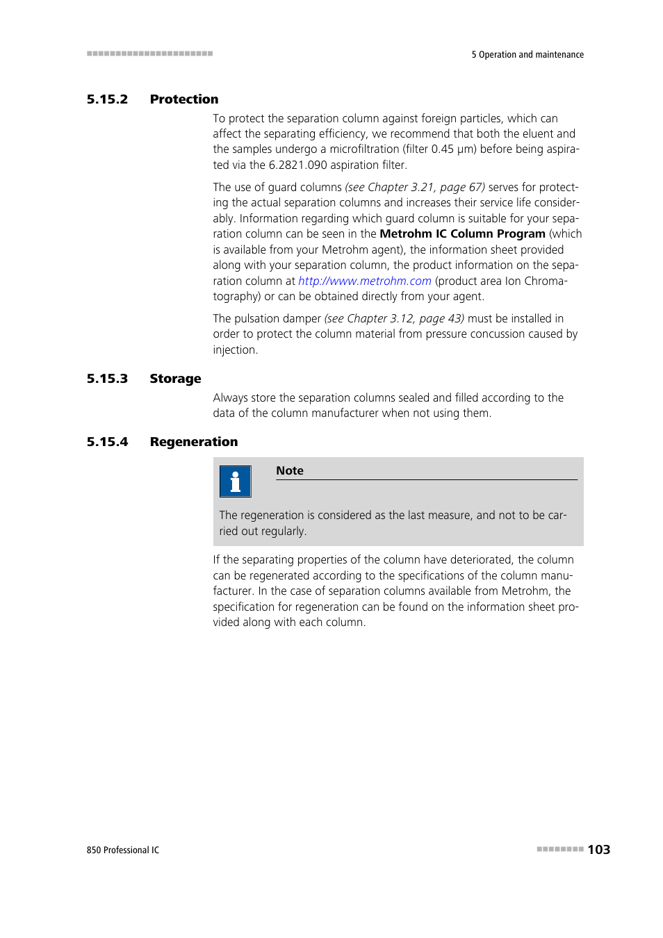2 protection, 3 storage, 4 regeneration | Protection, Storage, Regeneration | Metrohm 850 Professional IC Anion MSM-HC MCS Gradient User Manual | Page 113 / 146