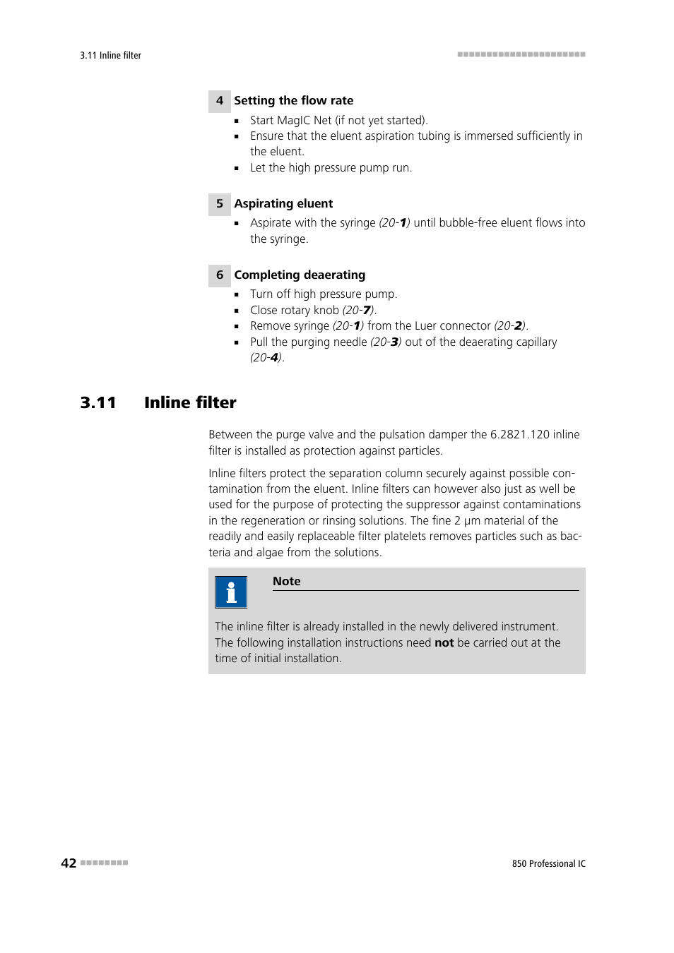 11 inline filter | Metrohm 850 Professional IC Anion MSM-HC MCS Gradient User Manual | Page 52 / 146
