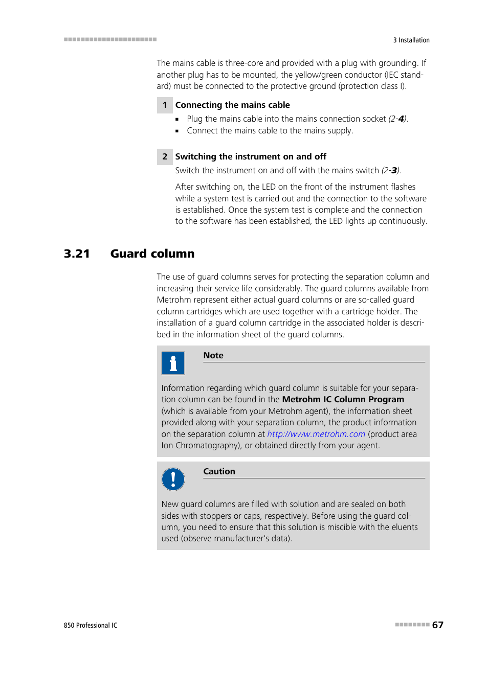 21 guard column | Metrohm 850 Professional IC Anion MSM-HC MCS Gradient User Manual | Page 77 / 146