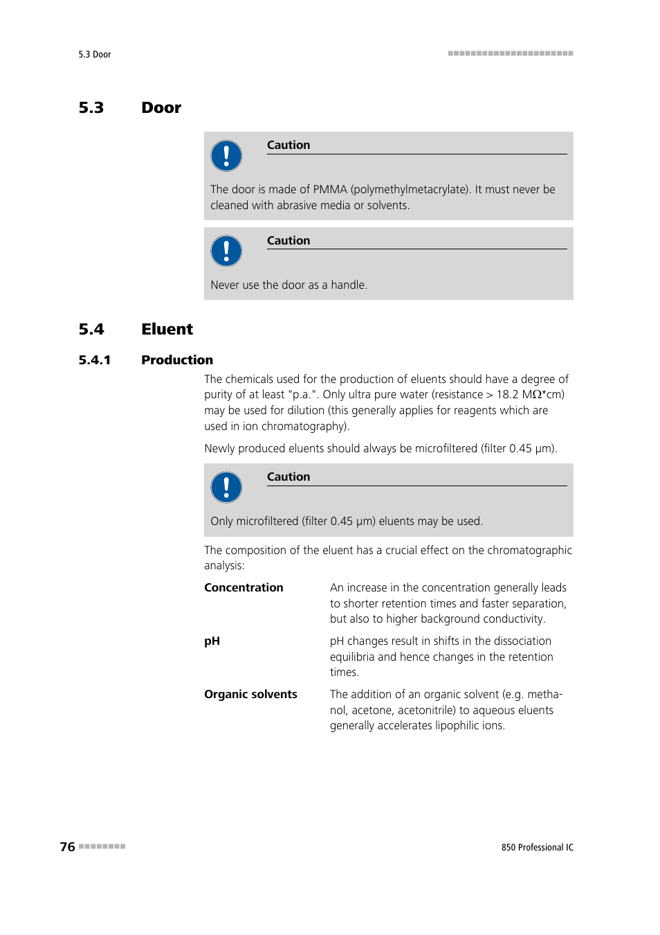 3 door, 4 eluent, 1 production | Door, Eluent, Production | Metrohm 850 Professional IC Anion MSM-HC MCS Gradient User Manual | Page 86 / 146
