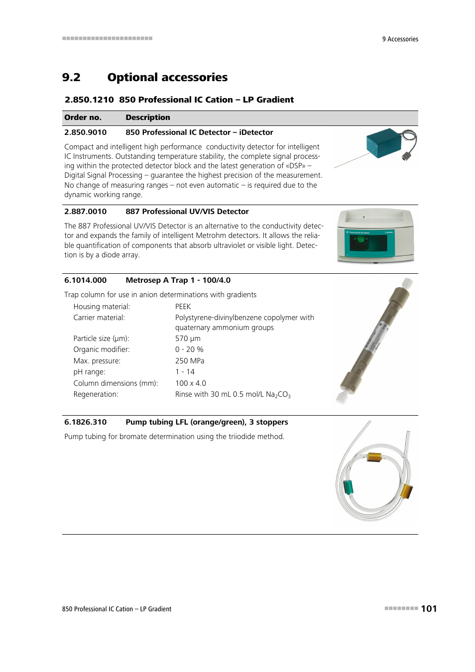 2 optional accessories, Optional accessories | Metrohm 850 Professional IC Cation - LP-Gradient User Manual | Page 111 / 117
