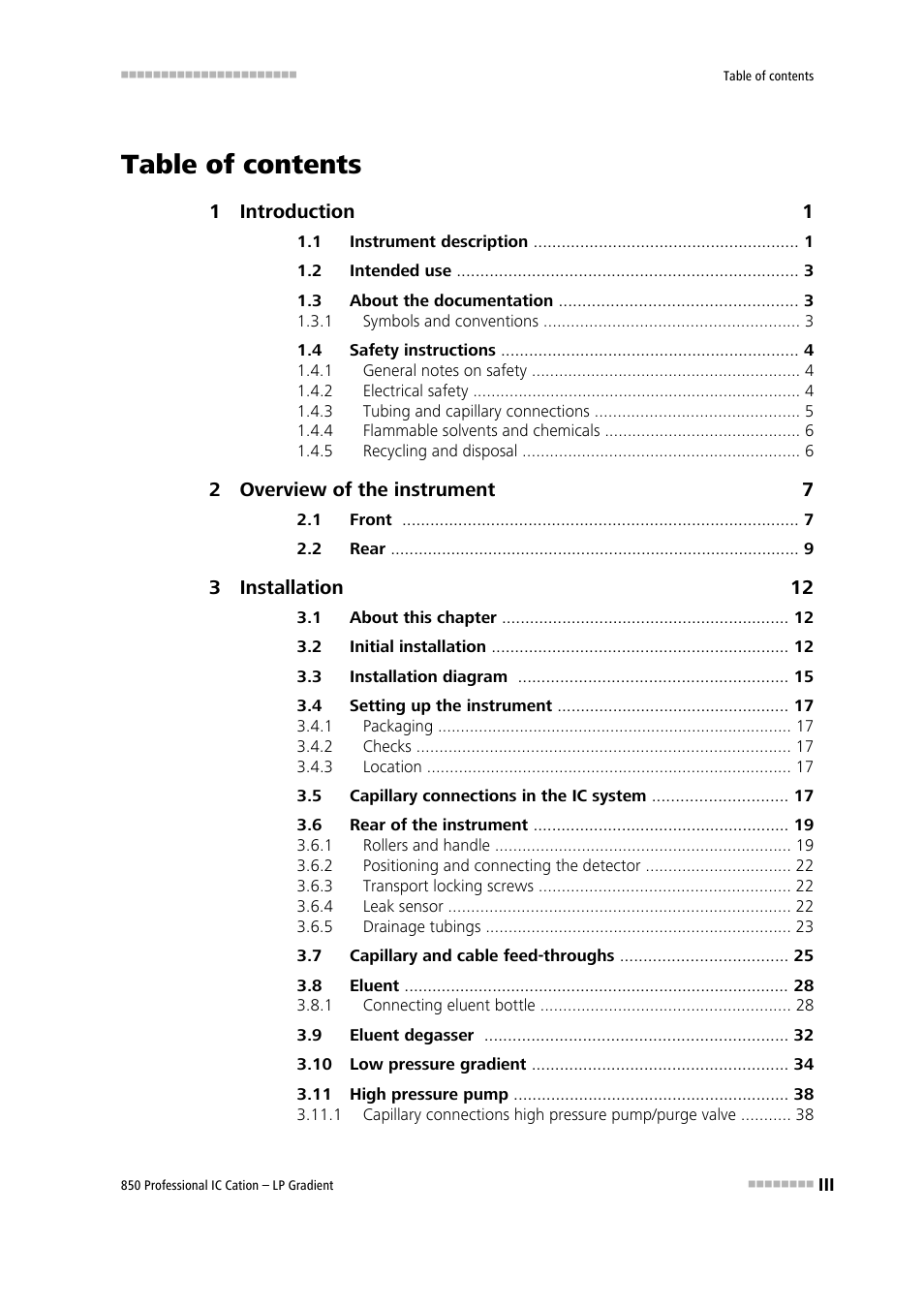 Metrohm 850 Professional IC Cation - LP-Gradient User Manual | Page 5 / 117