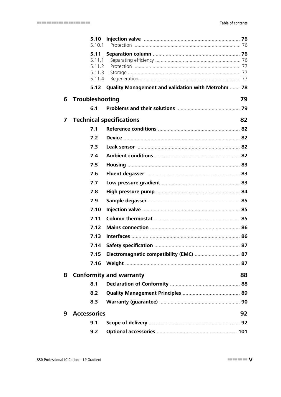Metrohm 850 Professional IC Cation - LP-Gradient User Manual | Page 7 / 117