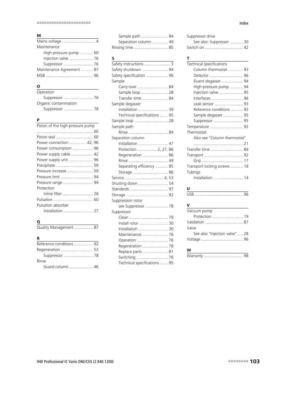 Metrohm 940 Professional IC Vario ONE/ChS User Manual | Page 111 / 111