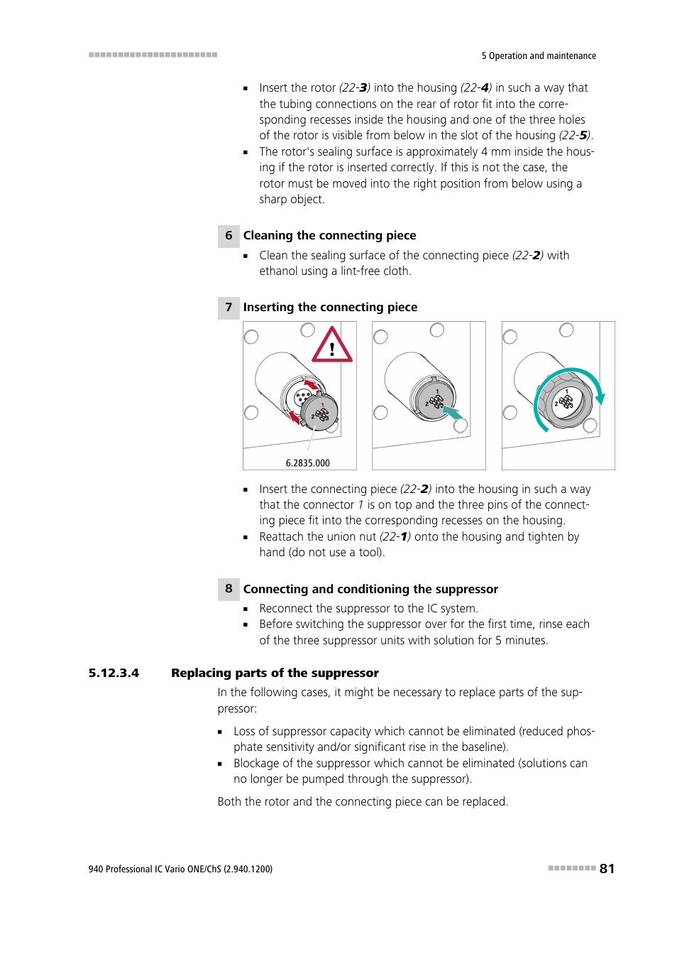 4 replacing parts of the suppressor | Metrohm 940 Professional IC Vario ONE/ChS User Manual | Page 89 / 111
