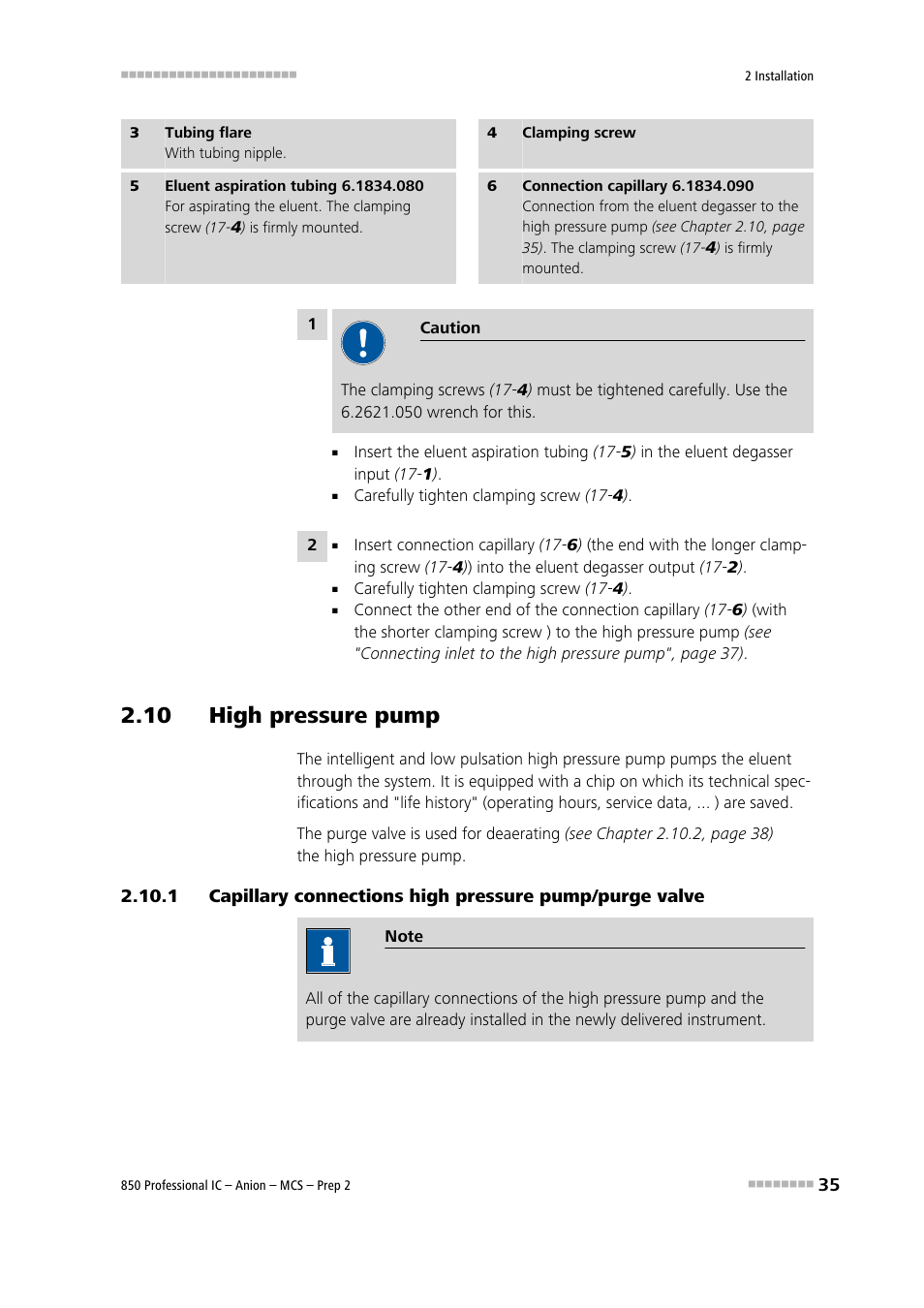 10 high pressure pump, See chapter 2.10, See chapter 2.10.1 | Metrohm 850 Professional IC Anion MCS Prep 2 User Manual | Page 45 / 146