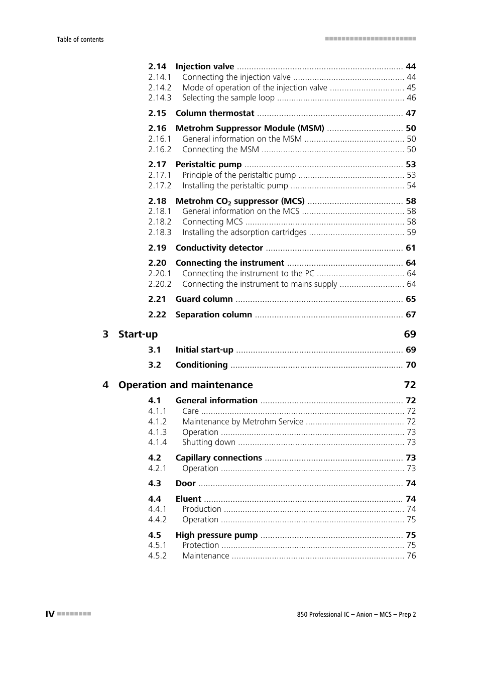 Metrohm 850 Professional IC Anion MCS Prep 2 User Manual | Page 6 / 146