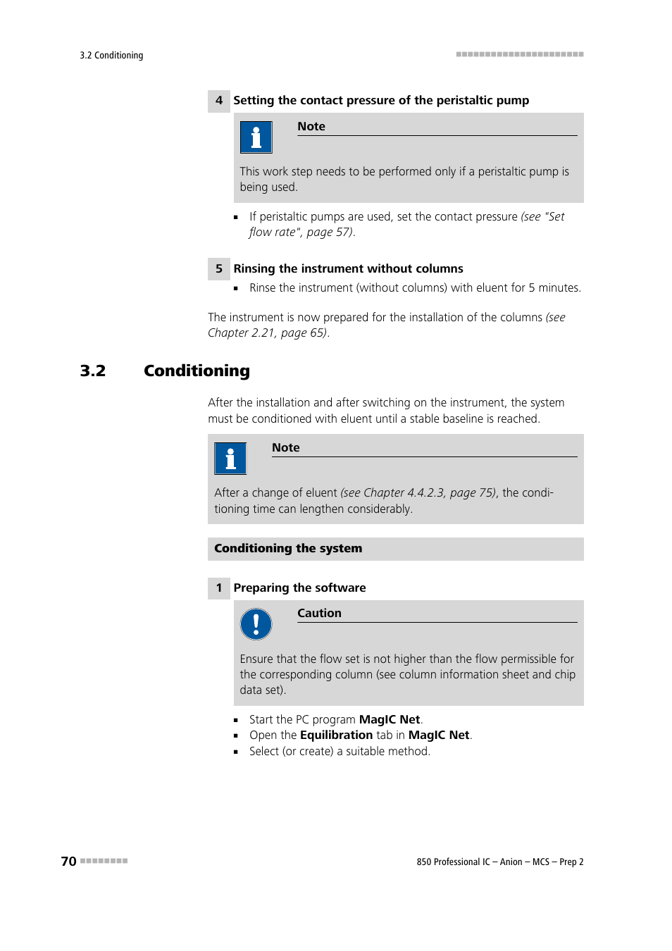 2 conditioning, Conditioning | Metrohm 850 Professional IC Anion MCS Prep 2 User Manual | Page 80 / 146