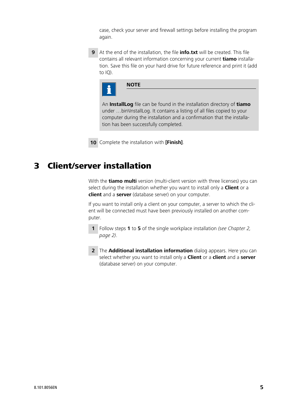 3 client/server installation | Metrohm tiamo 2.4 Installation User Manual | Page 5 / 16