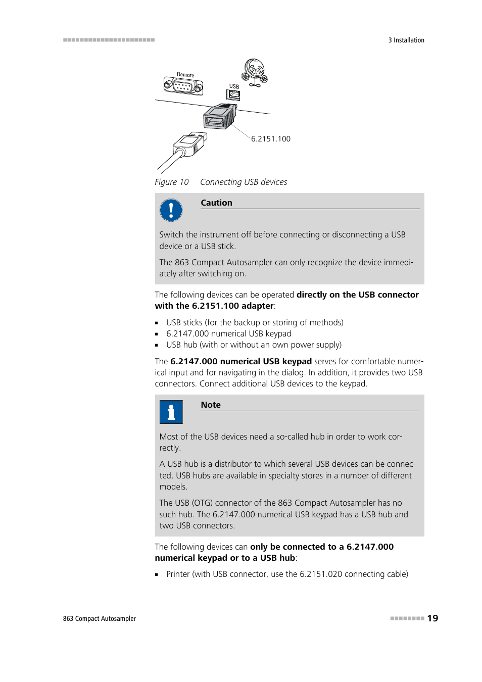 Figure 10, Connecting usb devices | Metrohm 863 Compact Autosampler User Manual | Page 29 / 99