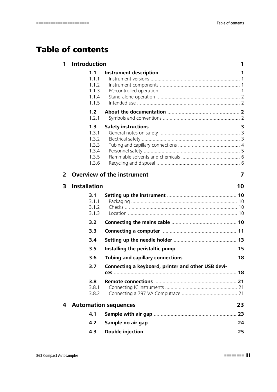 Metrohm 863 Compact Autosampler User Manual | Page 5 / 99