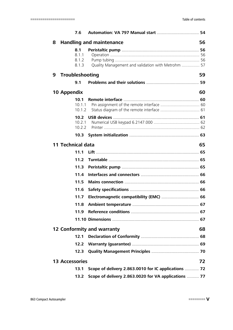 Metrohm 863 Compact Autosampler User Manual | Page 7 / 99