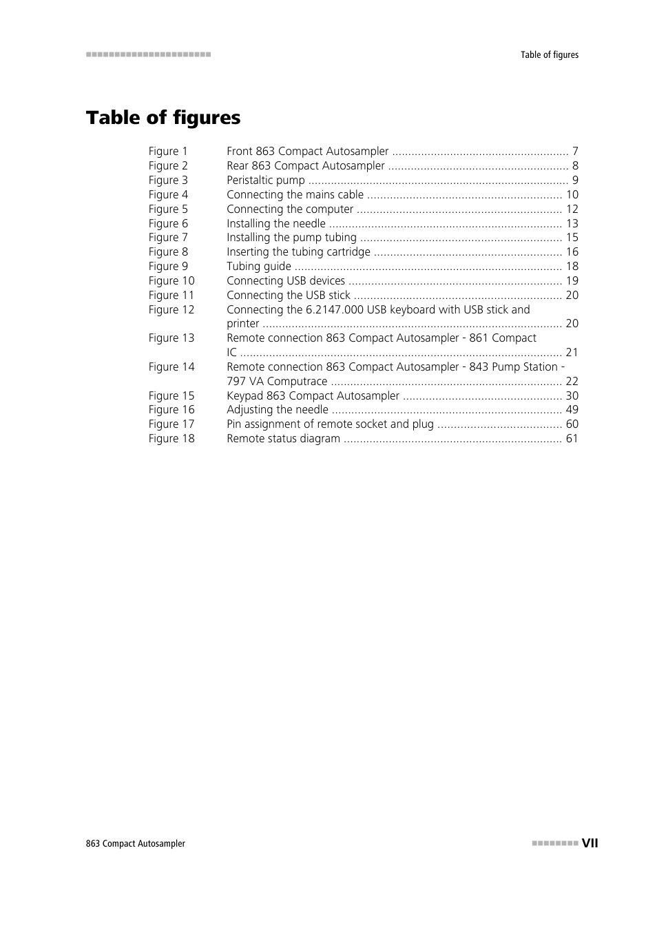 Table of figures | Metrohm 863 Compact Autosampler User Manual | Page 9 / 99