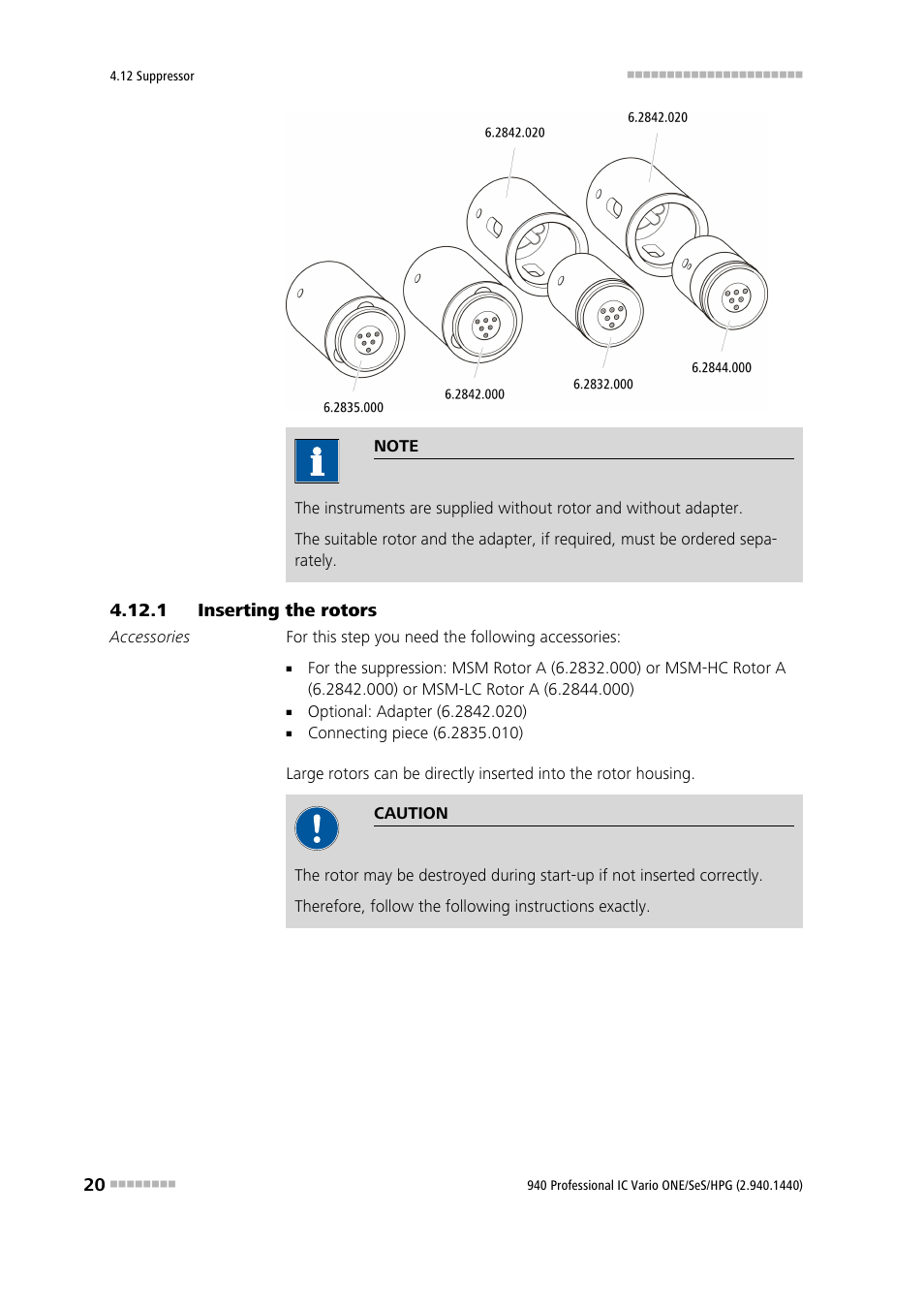 1 inserting the rotors, Inserting the rotors | Metrohm 940 Professional IC Vario ONE/SeS/HPG User Manual | Page 28 / 51