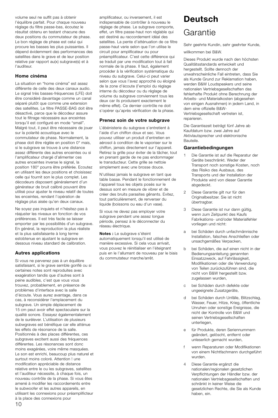 Deutsch garantie | Bowers & Wilkins ASW CDM User Manual | Page 13 / 60