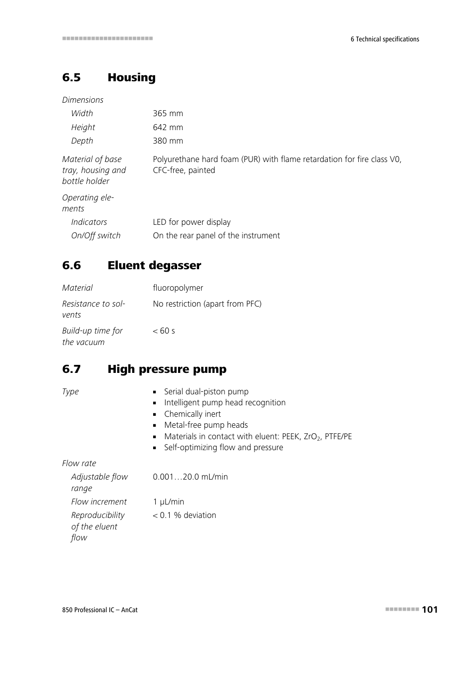 5 housing, 6 eluent degasser, 7 high pressure pump | Housing, Eluent degasser, High pressure pump | Metrohm 850 Professional IC AnCat User Manual | Page 111 / 136