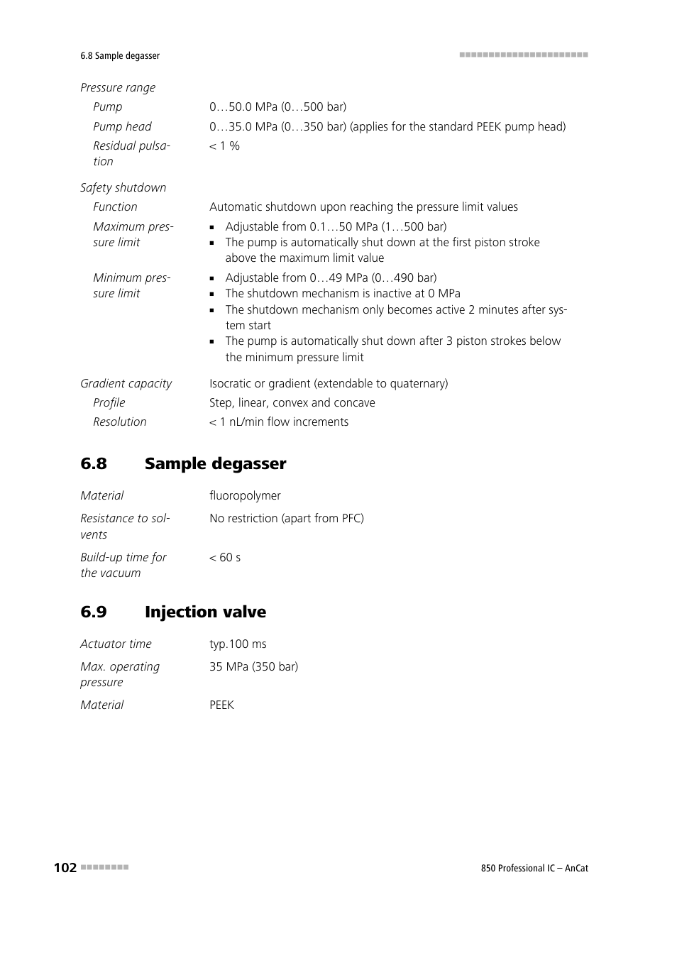 8 sample degasser, 9 injection valve, Sample degasser | Injection valve | Metrohm 850 Professional IC AnCat User Manual | Page 112 / 136