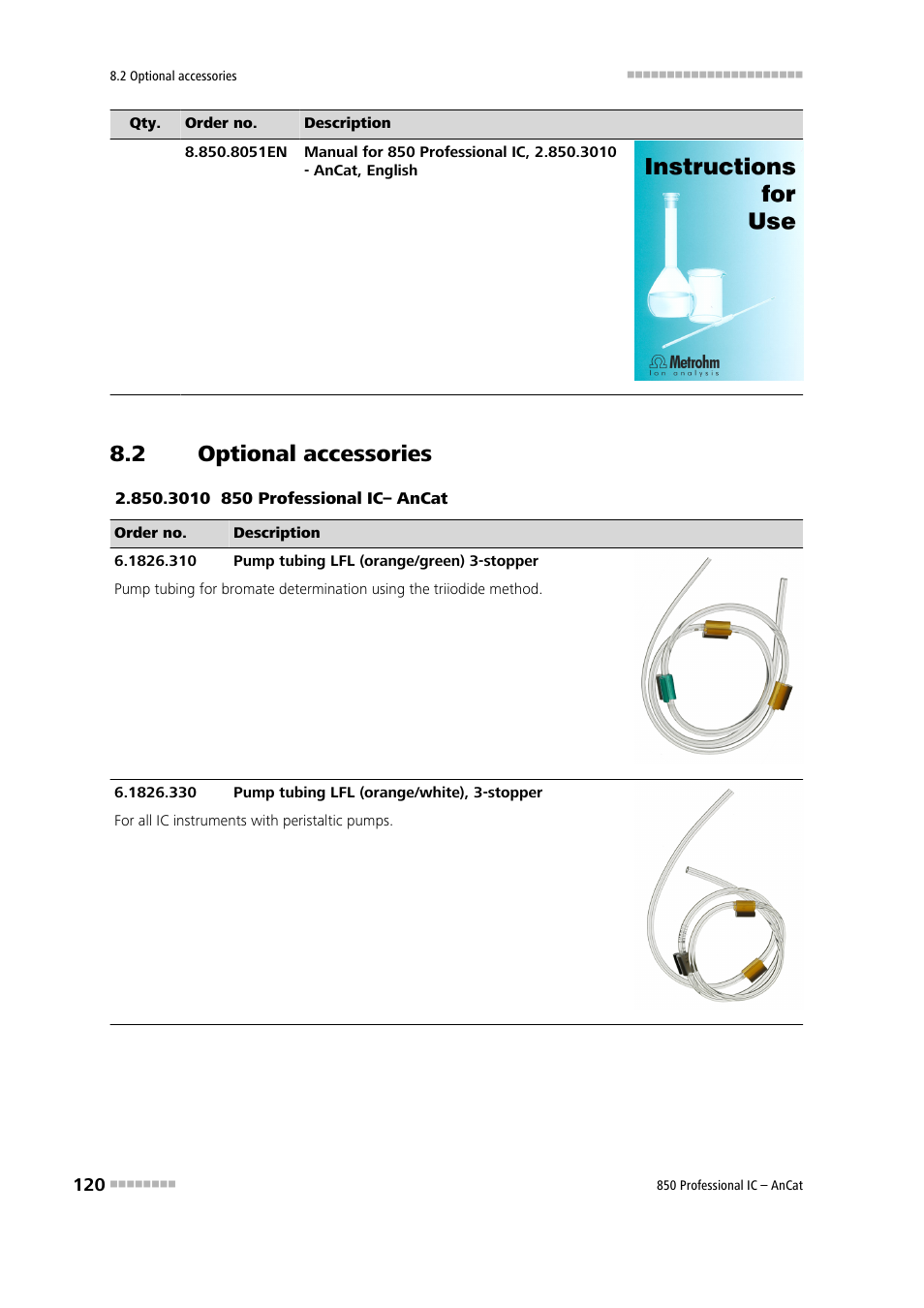 2 optional accessories, Optional accessories | Metrohm 850 Professional IC AnCat User Manual | Page 130 / 136