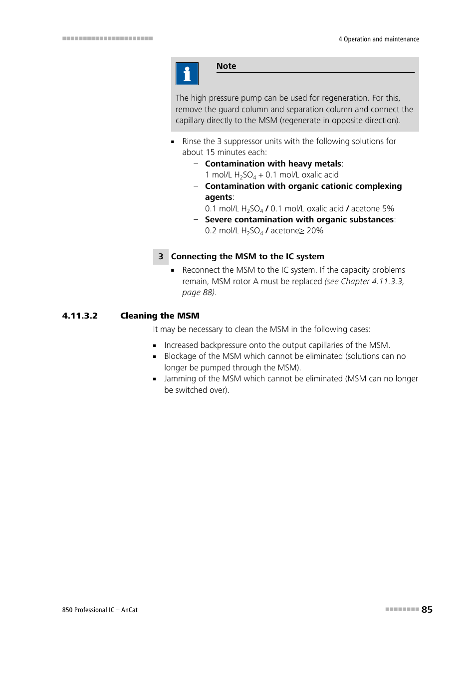 2 cleaning the msm | Metrohm 850 Professional IC AnCat User Manual | Page 95 / 136