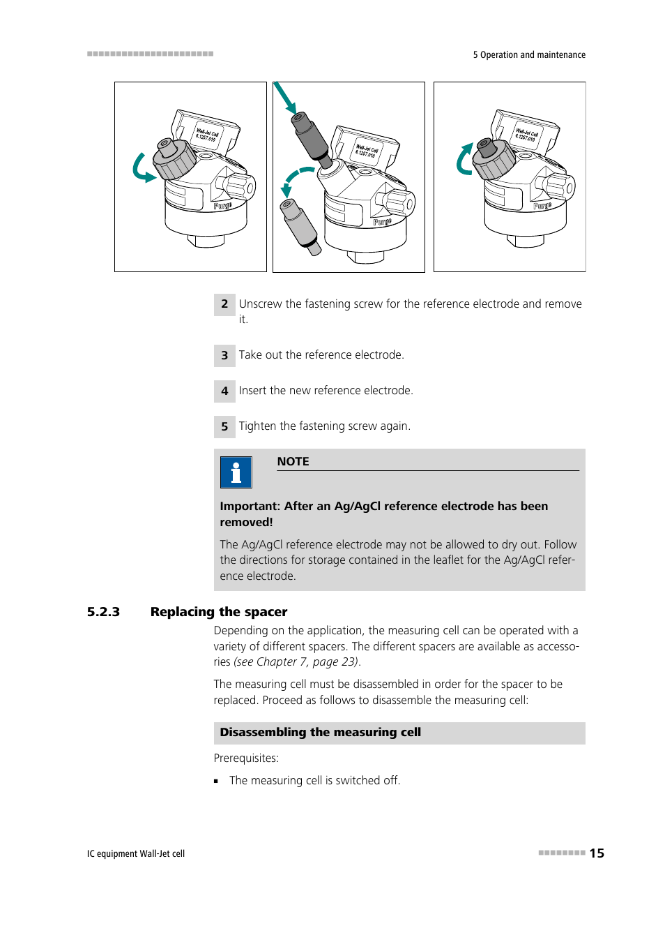 3 replacing the spacer, Replacing the spacer | Metrohm Wall-Jet-Cell User Manual | Page 21 / 31