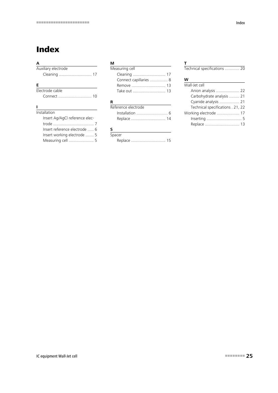 Index | Metrohm Wall-Jet-Cell User Manual | Page 31 / 31