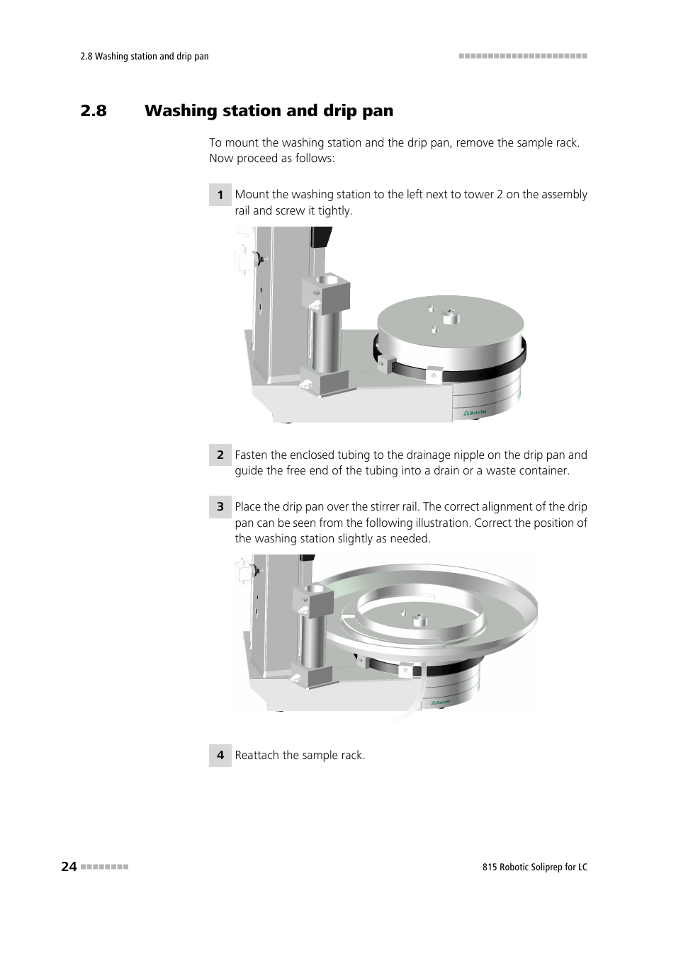 8 washing station and drip pan, Washing station and drip pan | Metrohm 815 Robotic Soliprep for LC User Manual | Page 30 / 76