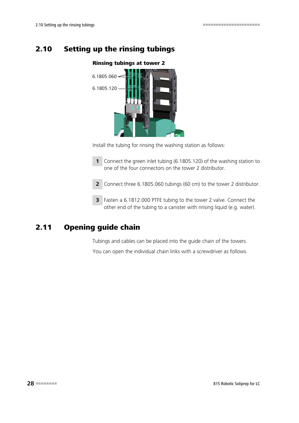 10 setting up the rinsing tubings, 11 opening guide chain | Metrohm 815 Robotic Soliprep for LC User Manual | Page 34 / 76