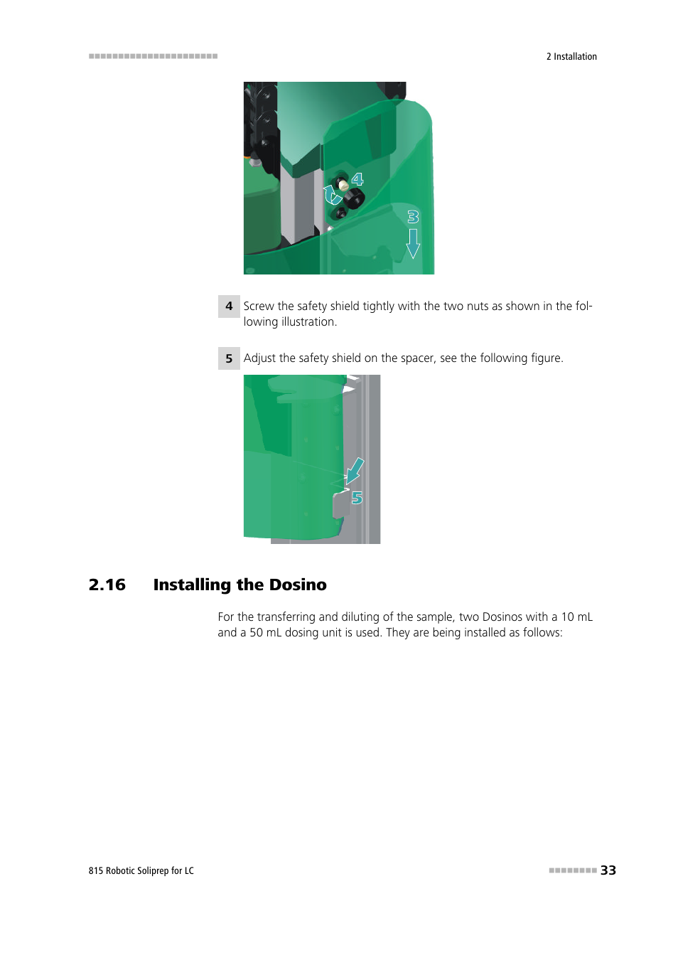 16 installing the dosino | Metrohm 815 Robotic Soliprep for LC User Manual | Page 39 / 76