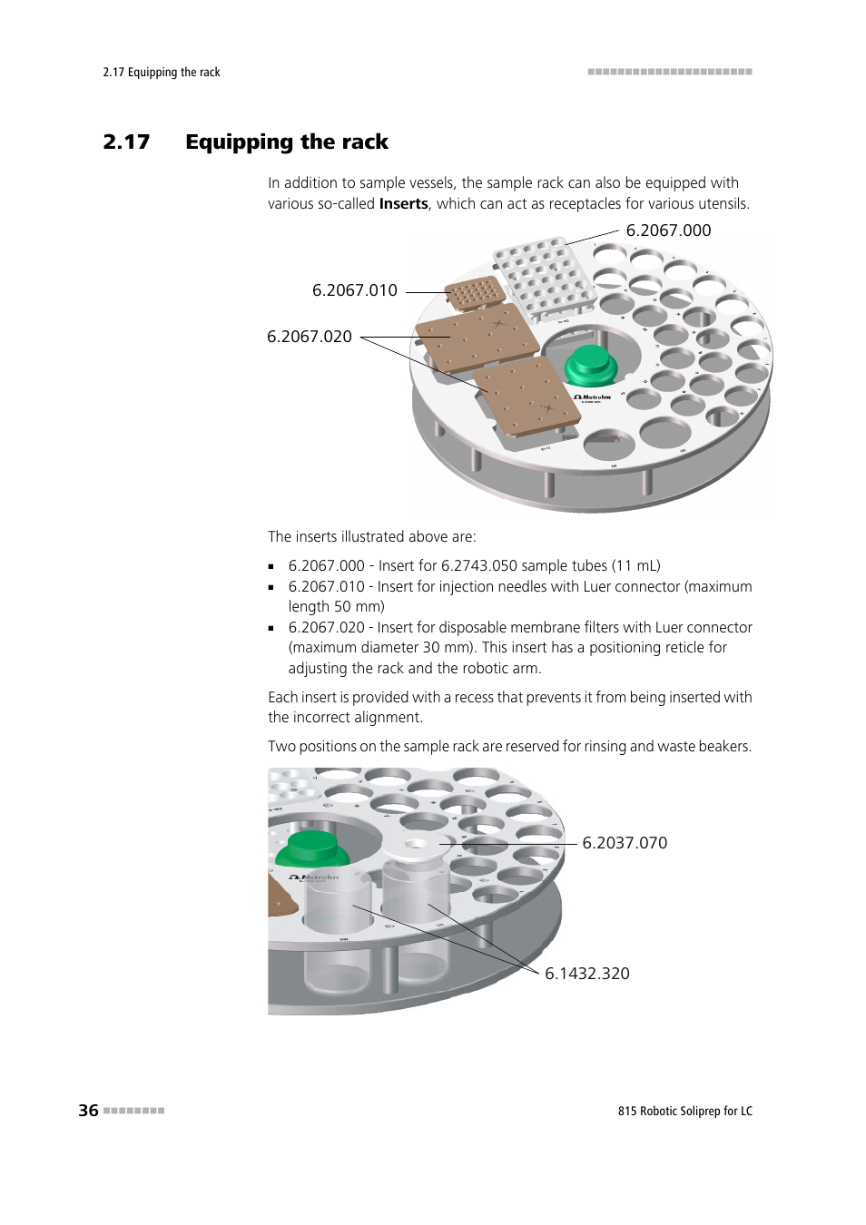 17 equipping the rack | Metrohm 815 Robotic Soliprep for LC User Manual | Page 42 / 76