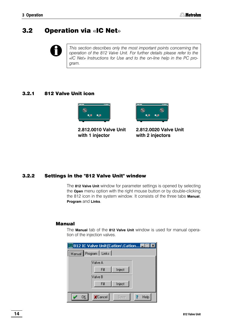 2 operation via "ic net, 1 812 valve unit icon, 2 settings in the "812 valve unit" window | 2 operation via « ic net | Metrohm 812 Valve Unit User Manual | Page 17 / 27