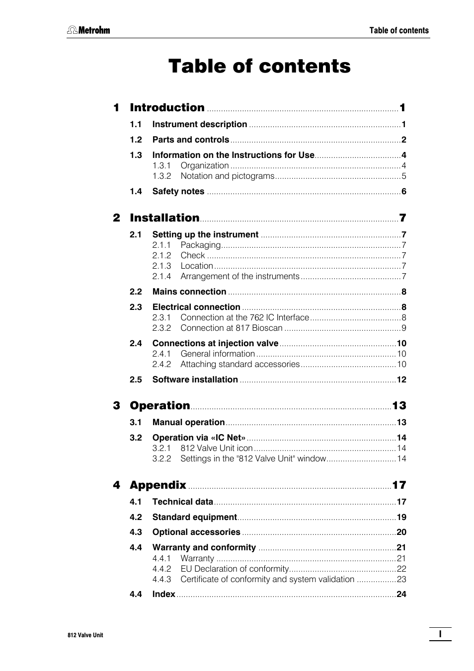 Metrohm 812 Valve Unit User Manual | Page 2 / 27