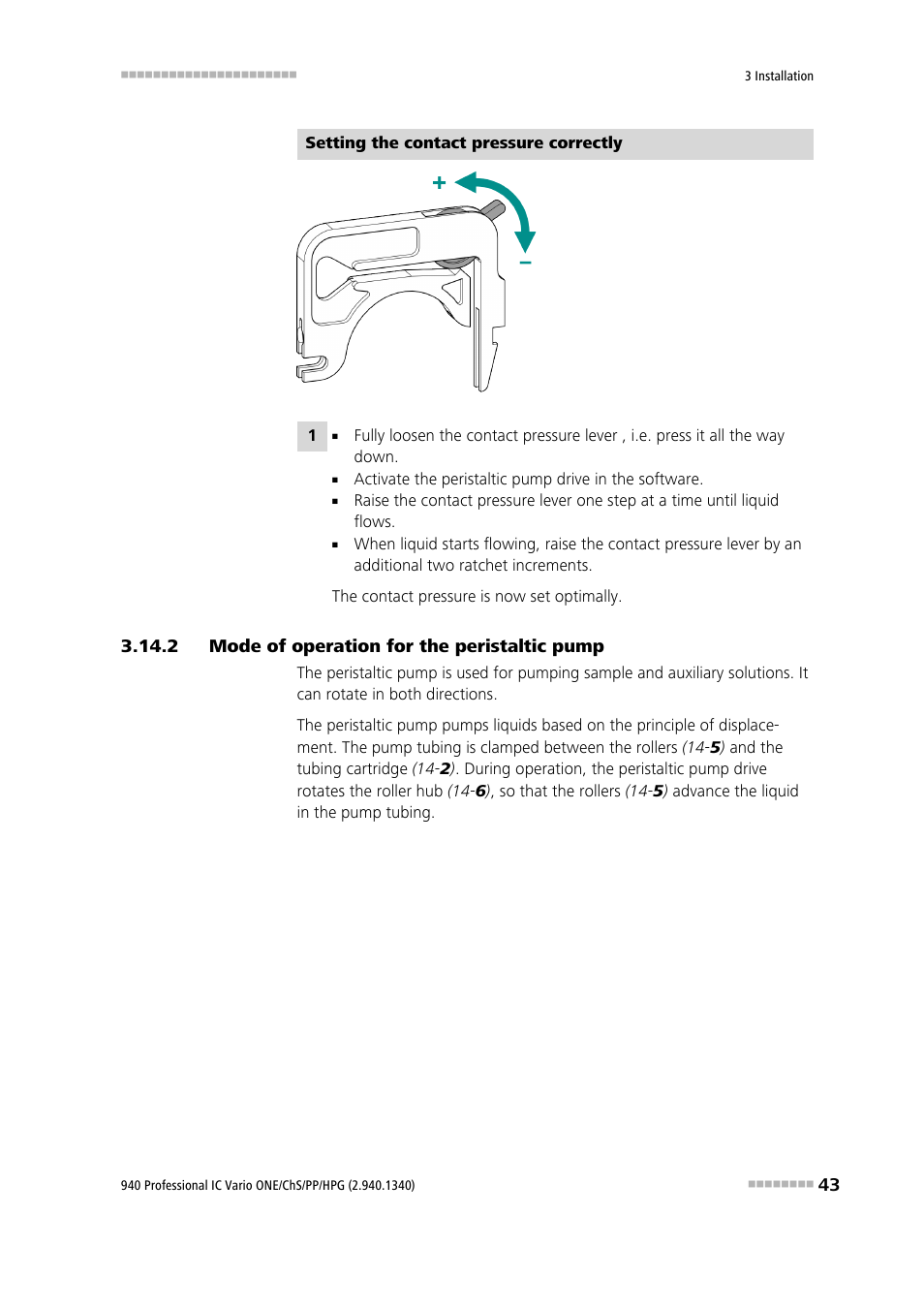2 mode of operation for the peristaltic pump, Mode of operation for the peristaltic pump | Metrohm 940 Professional IC Vario ONE/ChS/PP/HPG User Manual | Page 51 / 120