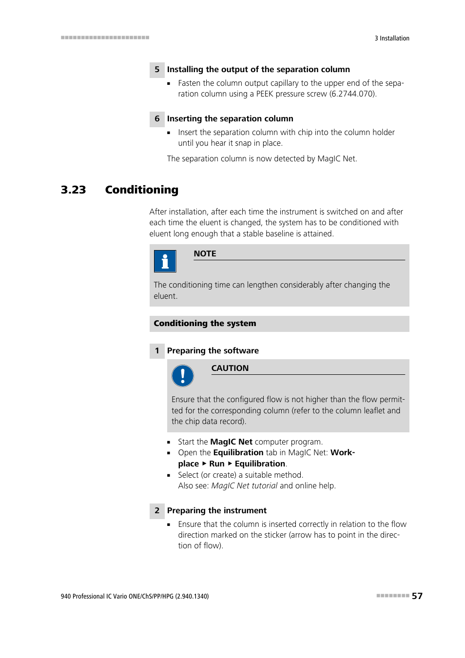 23 conditioning | Metrohm 940 Professional IC Vario ONE/ChS/PP/HPG User Manual | Page 65 / 120