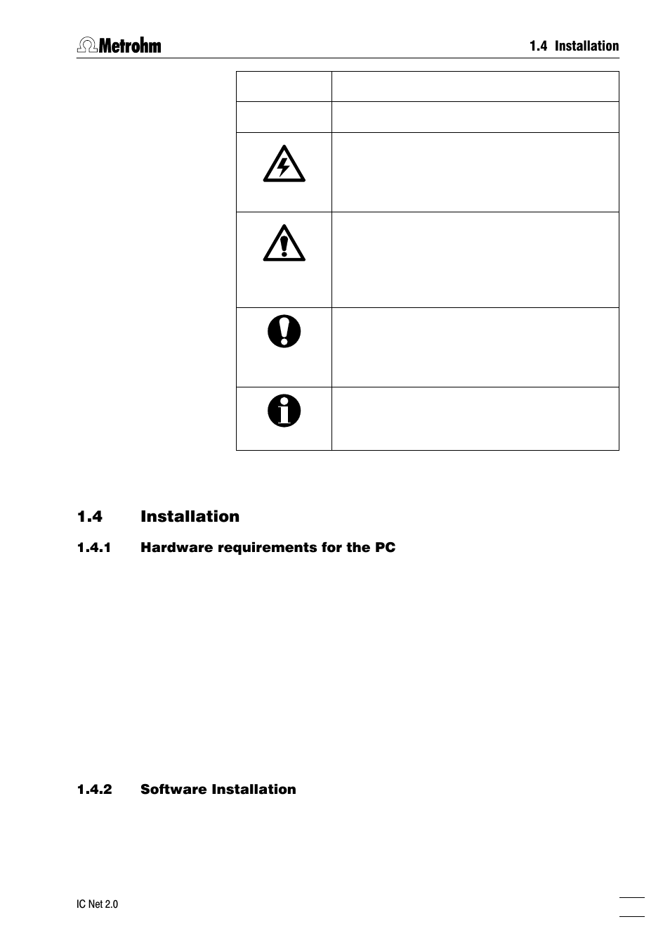 4 installation | Metrohm IC Net 2.0 User Manual | Page 11 / 196