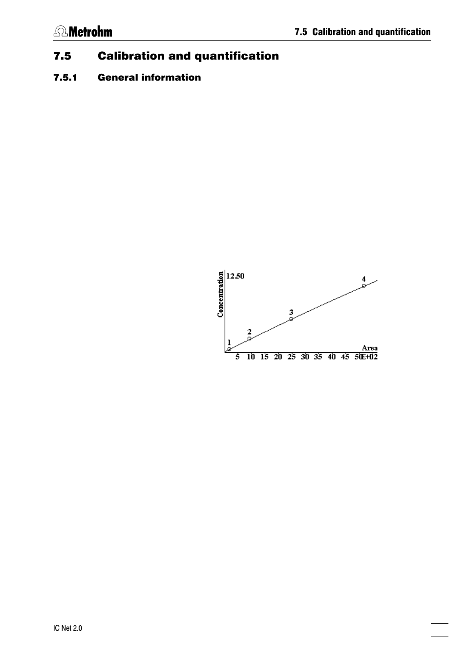 Calibration and quantification, General information, Notations | External standard calibration, Component table, Peak identification, Concentration table, Calibration curve, Update calibration, Calibration data handling | Metrohm IC Net 2.0 User Manual | Page 127 / 196