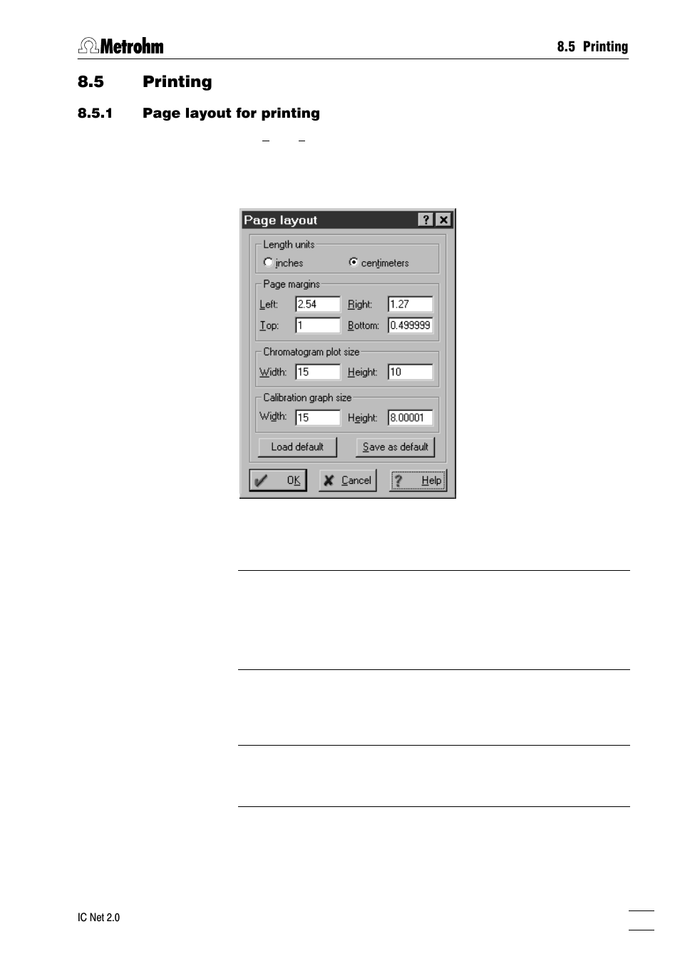 Printing, Printer settings, Print preview | 5 printing | Metrohm IC Net 2.0 User Manual | Page 165 / 196
