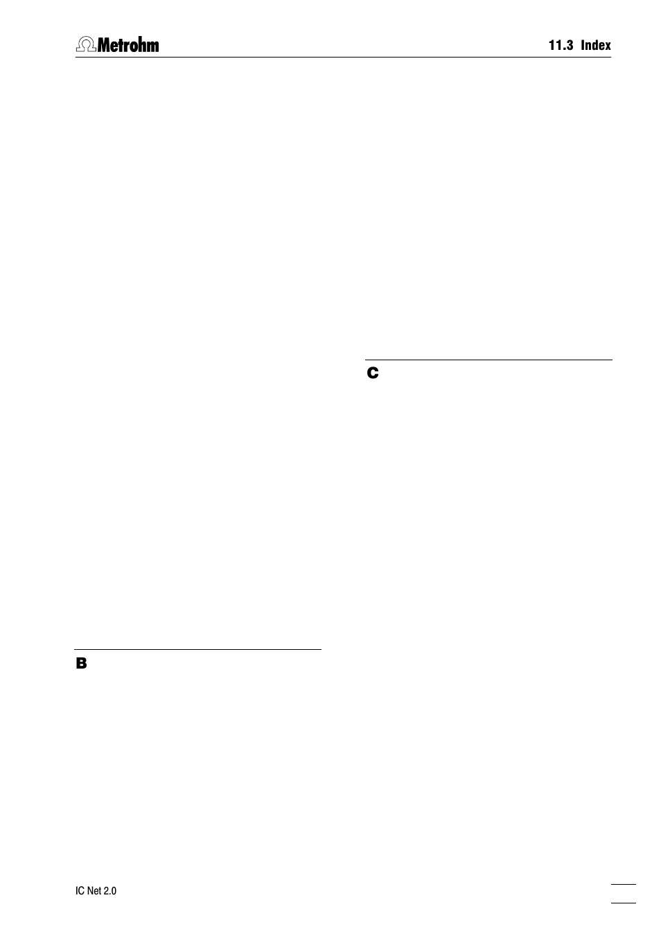 3 index | Metrohm IC Net 2.0 User Manual | Page 187 / 196