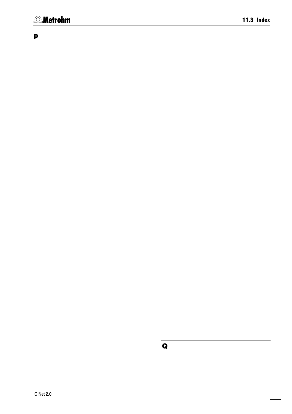 3 index | Metrohm IC Net 2.0 User Manual | Page 193 / 196