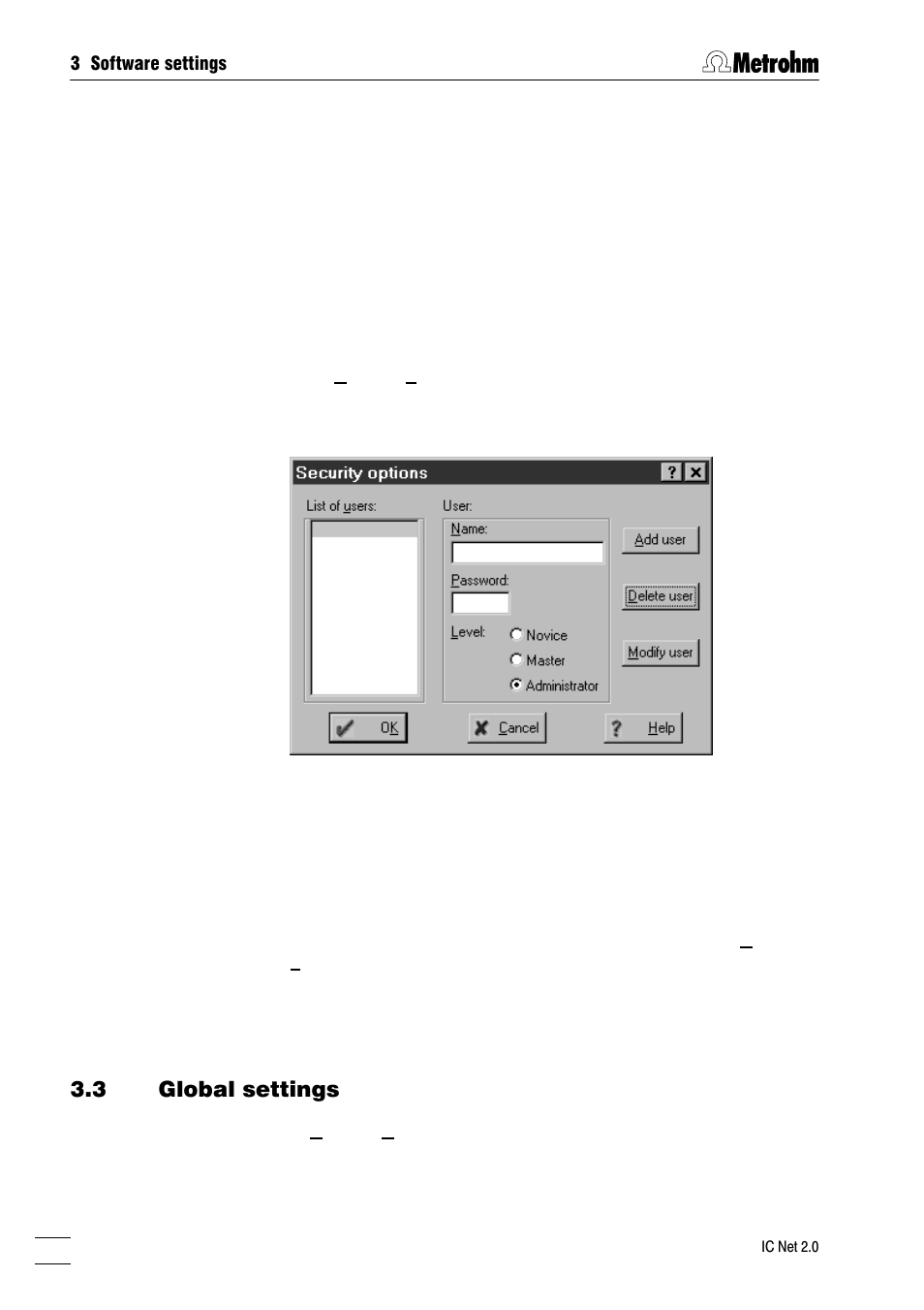 3 global settings | Metrohm IC Net 2.0 User Manual | Page 22 / 196