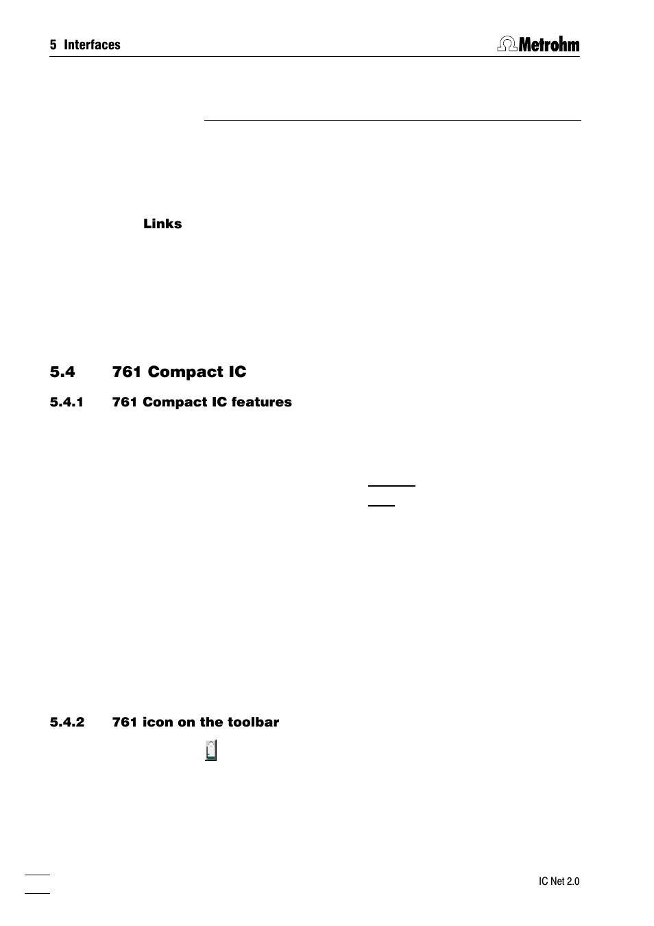 761 compact ic, 761 compact ic features, 761 icon on the toolbar | 761 icon in the system window, 761 compact ic window, Hardware settings, 4 761 compact ic | Metrohm IC Net 2.0 User Manual | Page 48 / 196