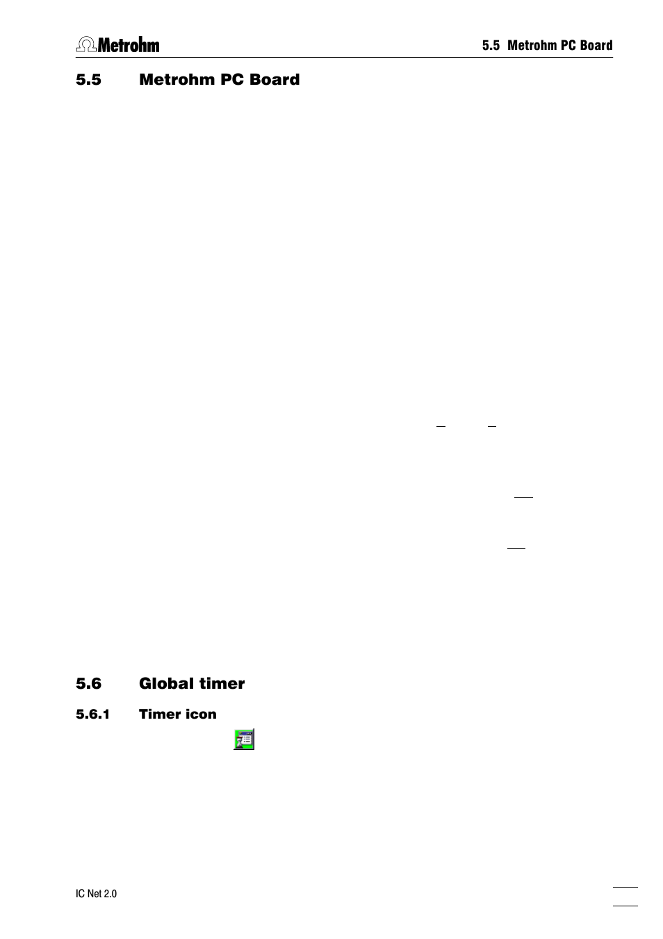 5 metrohm pc board 5.6 global timer, 1 timer icon, 2 timer program | 5 metrohm pc board, 6 global timer | Metrohm IC Net 2.0 User Manual | Page 59 / 196