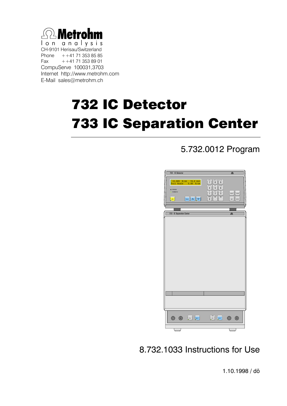 Metrohm 732 IC Detector User Manual | 223 pages