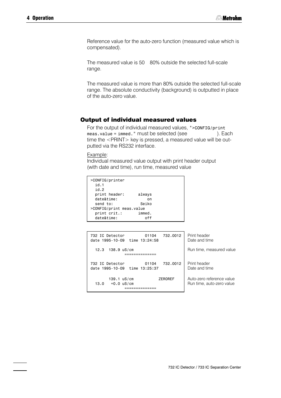 Output of individual measured values | Metrohm 732 IC Detector User Manual | Page 127 / 223