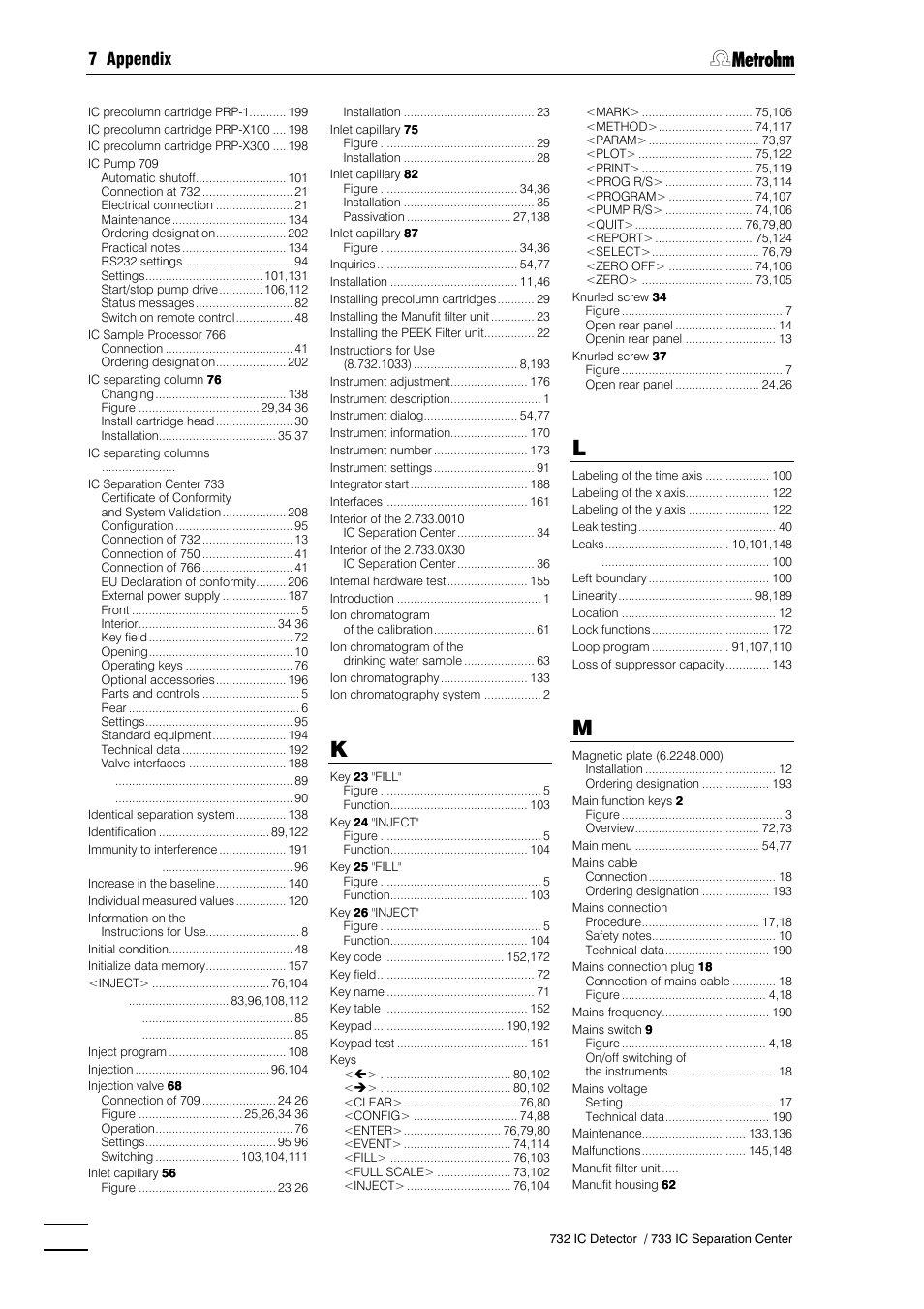 7 appendix | Metrohm 732 IC Detector User Manual | Page 219 / 223